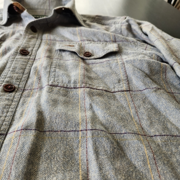 Orvis Fairbanks Shirt Mens Med Light Check Flannel Button Up SUEDED ELBOW Patch - Picture 3 of 14